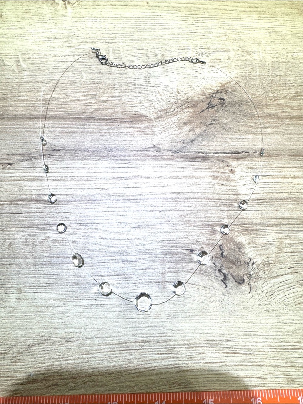 Delicate Silver Bubble Necklace - Clear Stones